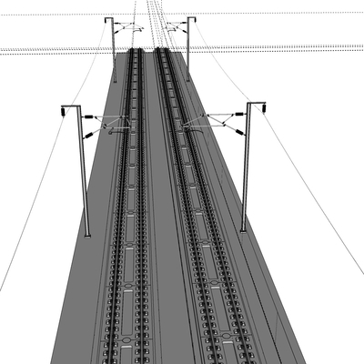 现代火车铁轨免费su模型(1)