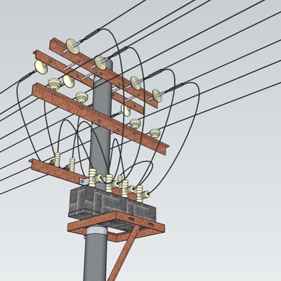 现代电线杆免费su模型(1)