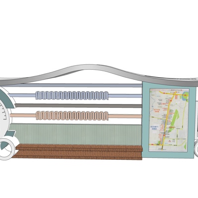 现代公交站台免费su模型(1)