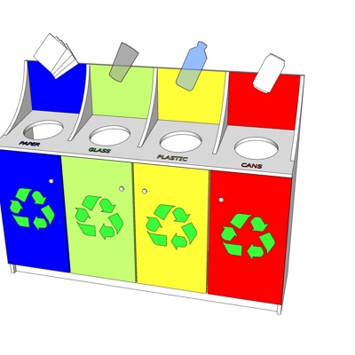 现代公共垃圾桶免费su模型(1)