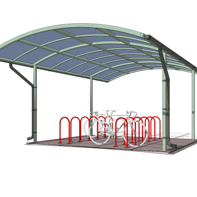现代自行车棚免费su模型(1)