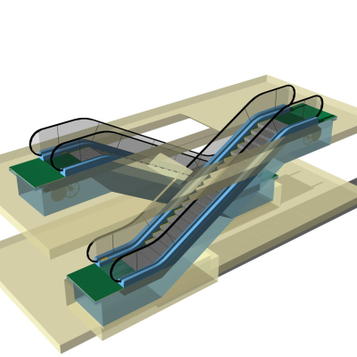 现代电动扶梯免费su模型(1)