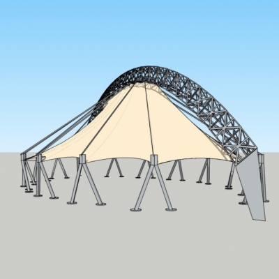 现代张拉膜雨棚免费su模型(1)