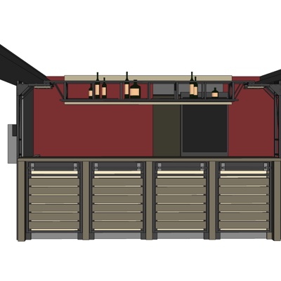 后现代实木吧台免费su模型(1)