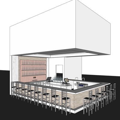 现代酒吧吧台免费su模型(1)