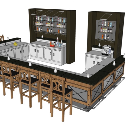 工业风酒吧吧台免费su模型(1)