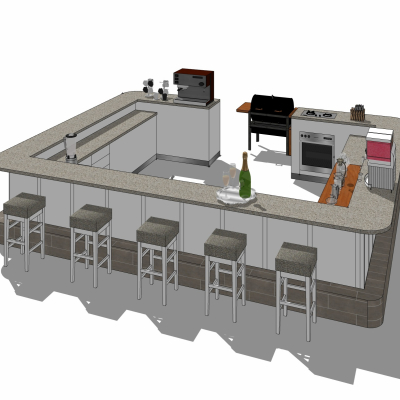 现代吧台免费su模型(1)