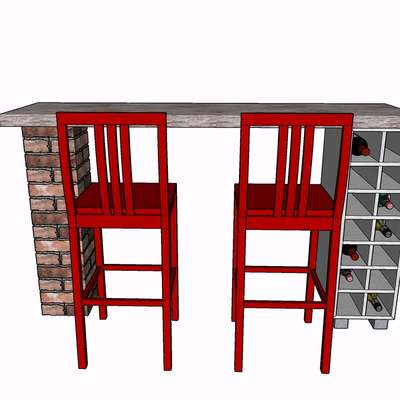 现代吧台桌椅免费su模型(1)