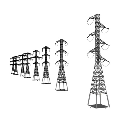工业风高压电塔免费su模型(1)