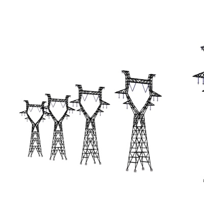 工业风高压电塔免费su模型(1)