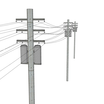 现代电线杆免费su模型(1)