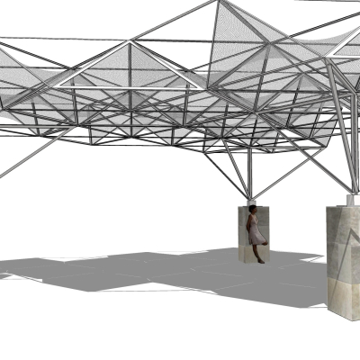 现代钢结构雨棚免费su模型(1)