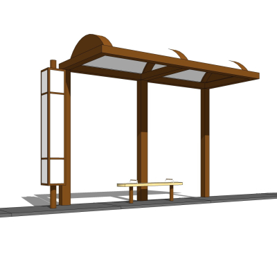 现代公交候车亭免费su模型(1)