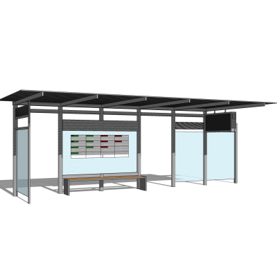 现代公交候车亭免费su模型(1)