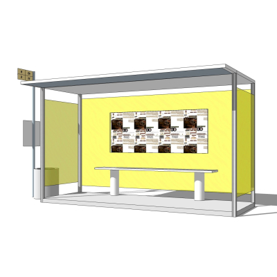现代公交候车亭免费su模型(1)