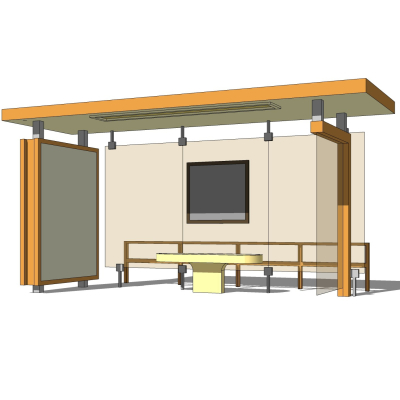 现代公交候车亭免费su模型(1)