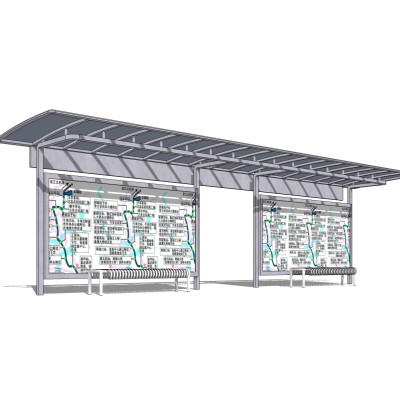 现代公交候车亭免费su模型(1)