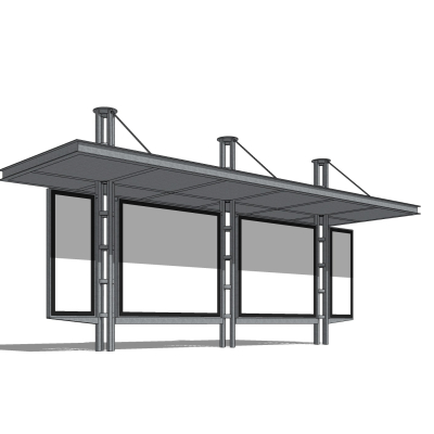 现代候车亭免费su模型(1)
