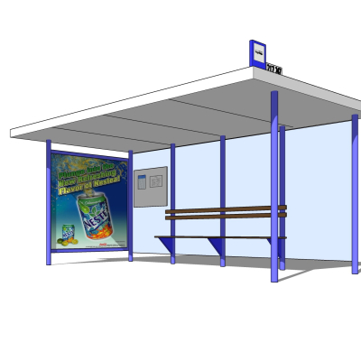 现代候车亭免费su模型(1)