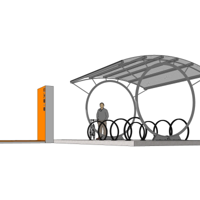 现代自行车棚免费su模型(1)