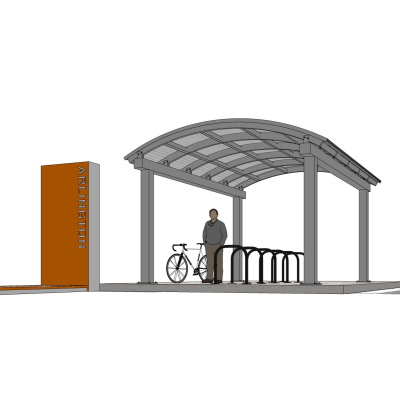现代自行车棚免费su模型(1)