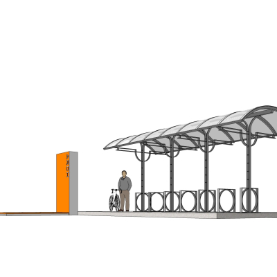 现代自行车棚免费su模型(1)