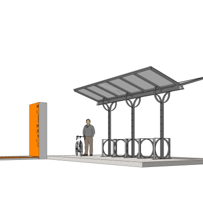 现代自行车棚免费su模型(1)