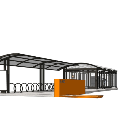 现代自行车棚免费su模型(1)