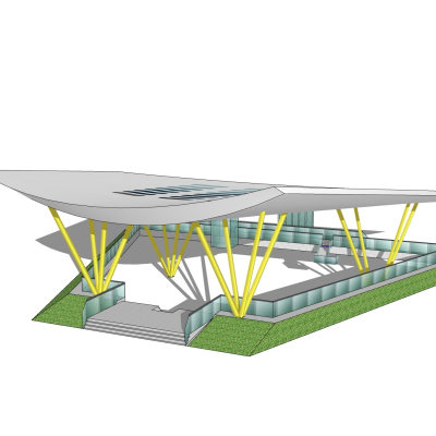 现代雨棚免费su模型(1)