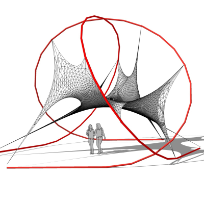 现代张拉膜雨棚免费su模型(1)