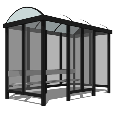 现代公交候车亭免费su模型(1)