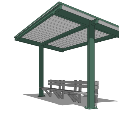 现代公交候车亭免费su模型(1)