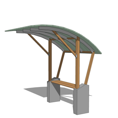 现代候车棚免费su模型(1)