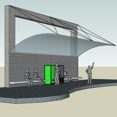 现代公交站免费su模型(1)