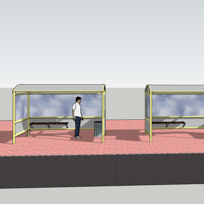 现代公交站免费su模型(1)