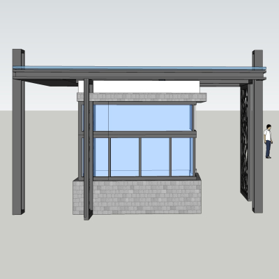 现代门卫室免费su模型(1)