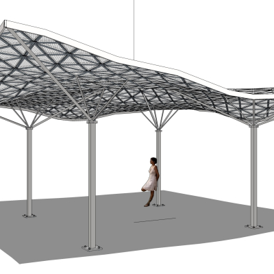 现代雨棚免费su模型(1)