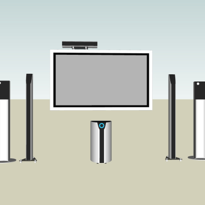 现代电视音响组合免费su模型(1)