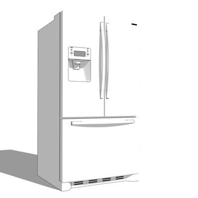 现代单开门冰箱免费su模型(1)