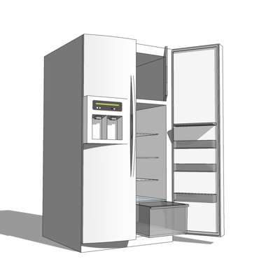 现代双开门冰箱免费su模型(1)