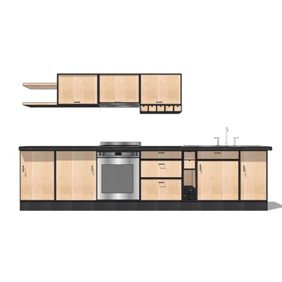现代厨房橱柜免费su模型(1)