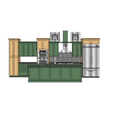 简欧厨房橱柜免费su模型(1)