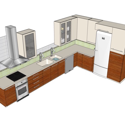 现代厨房橱柜免费su模型(1)