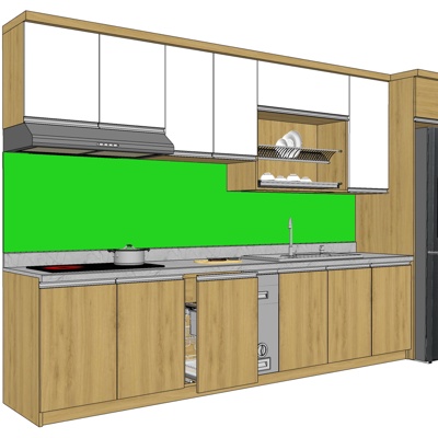 现代厨房橱柜免费su模型(1)