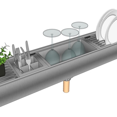 现代金属碗架碗柜免费su模型(1)