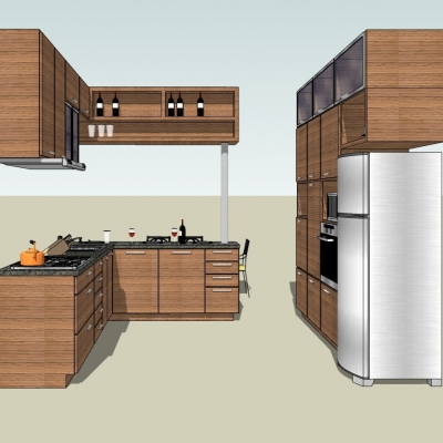 现代橱柜免费su模型(1)