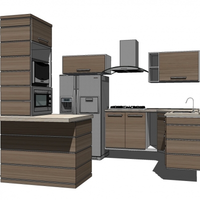 现代厨柜免费su模型(1)