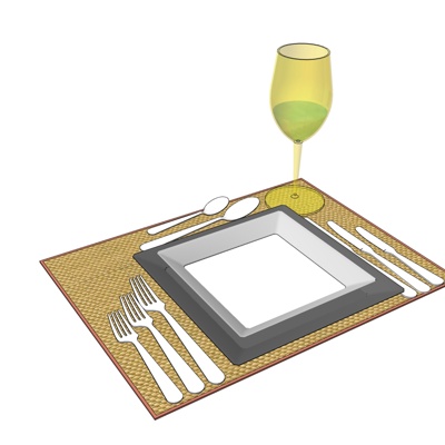 现代碗碟刀叉餐具免费su模型(1)