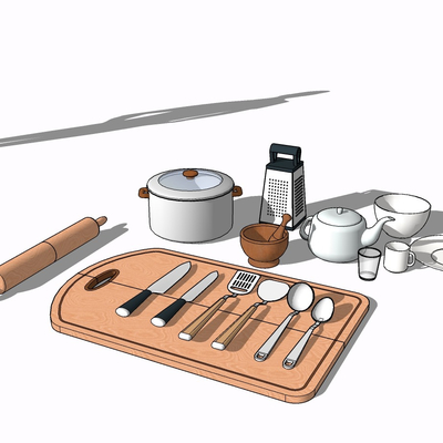 现代餐具免费su模型(1)