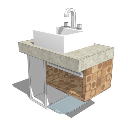 现代洗手盆免费su模型(1)